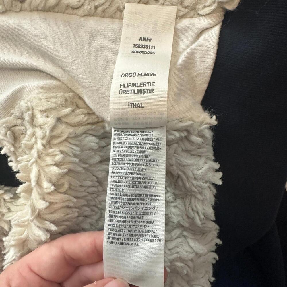 Abercrombie & Fitch Womens MEDIUM Y2K Hooded Jacket Button Up Fur Lined Chunky - Picture 6 of 9